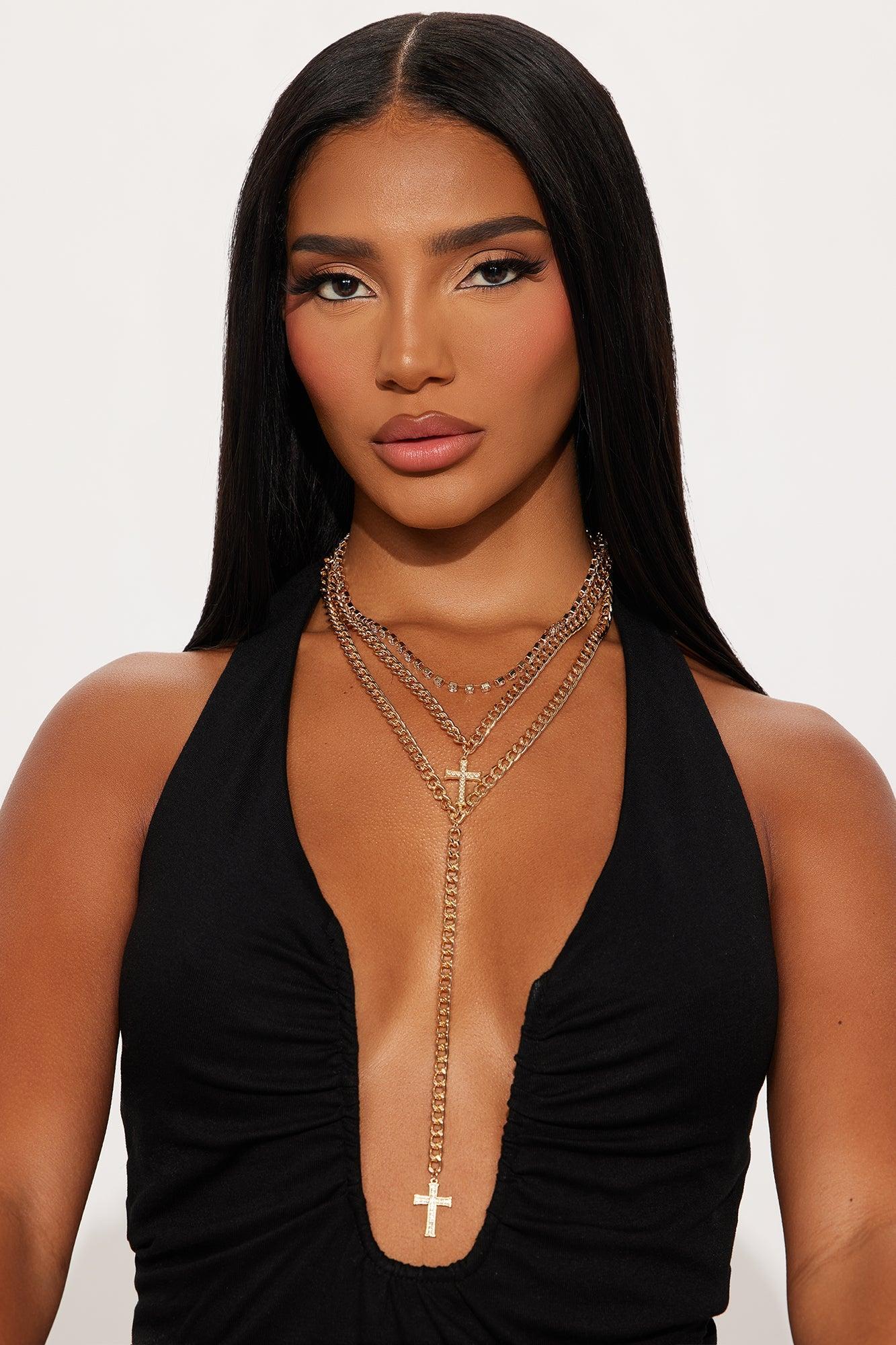 Nova Layered Lariat Necklace  - Gold Product Image