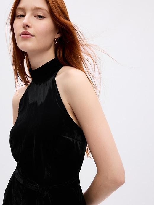 Velvet Halter Jumpsuit Product Image