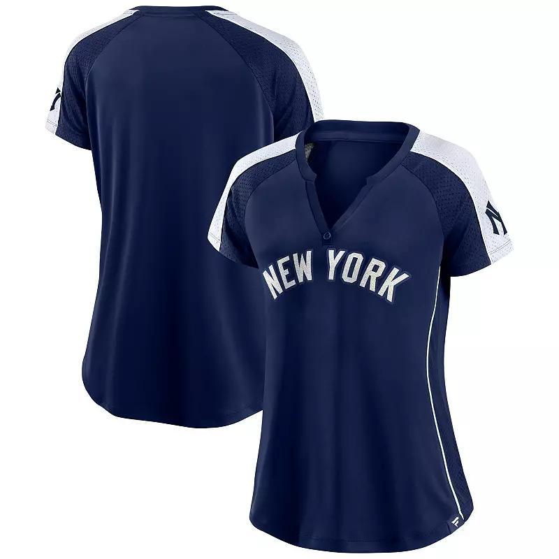 Womens Fanatics Branded /White New York Yankees True Classic League Diva Pinstripe Raglan V-Neck T-Shirt Blue Product Image