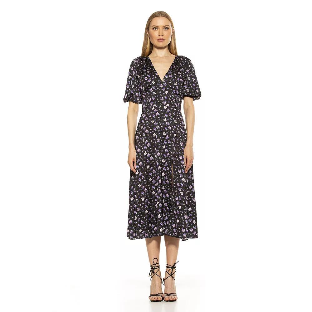 Women's ALEXIA ADMOR Puff-Sleeve Fit & Flare Dress, Size: 10, Brown Floral Product Image