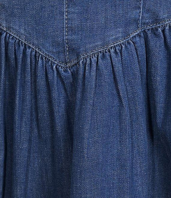 Gianni Bini Violet Scoop Neck Sleeveless Stretch Denim A-Line Mini Dress Product Image