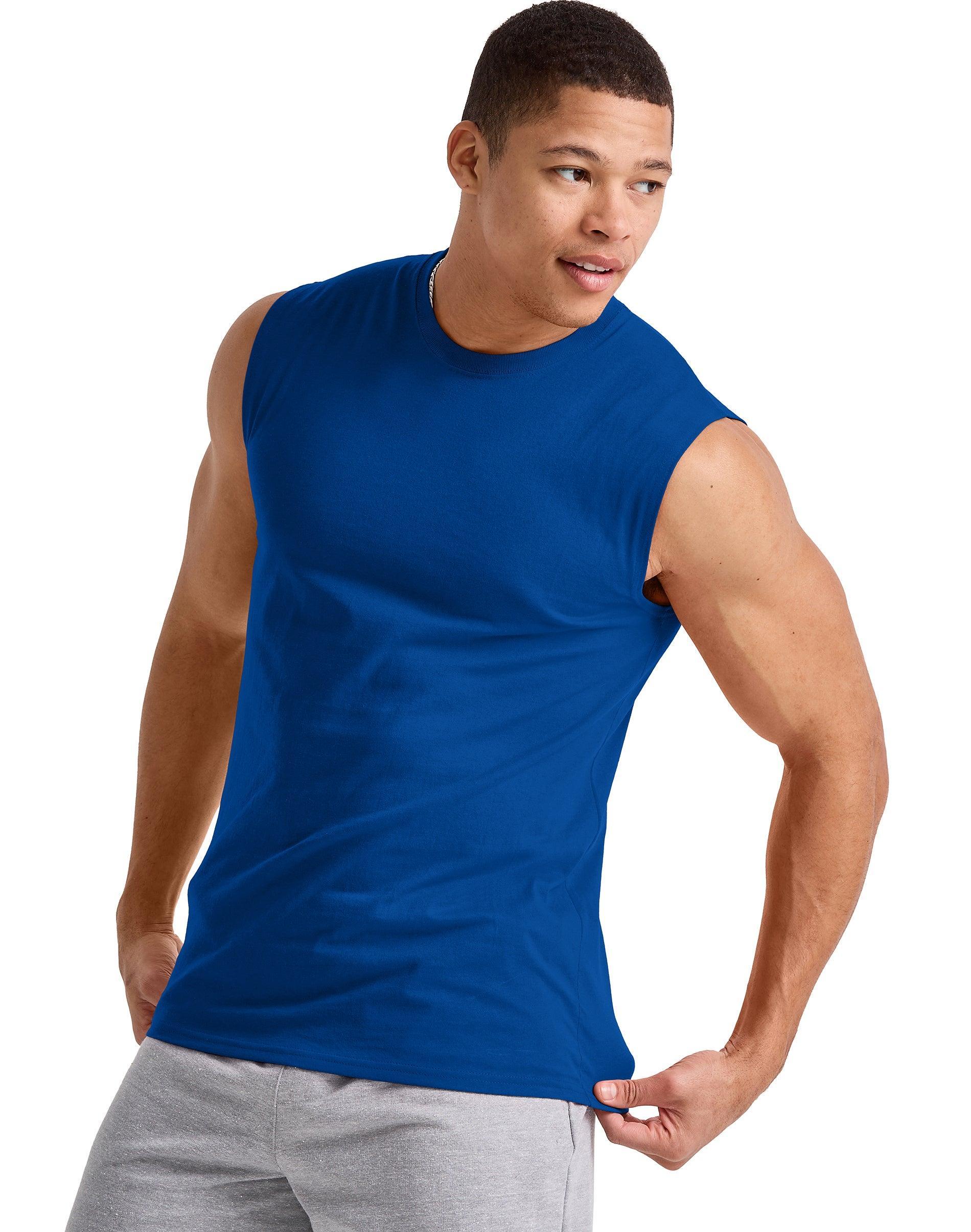 Hanes Mens Cotton Muscle Tank, 3-Pack Athletic Navy 3XL Product Image