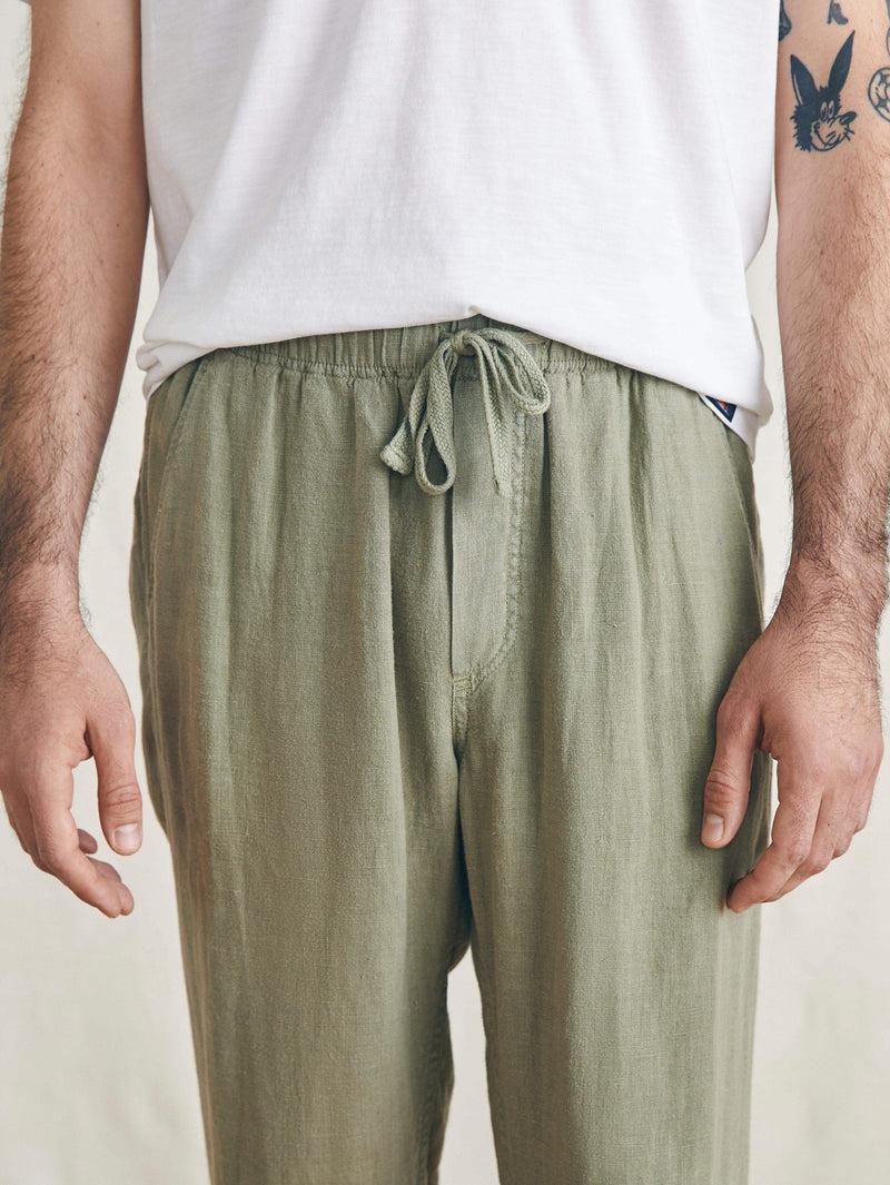Linen Drawstring Pant - Canyon Olive Product Image