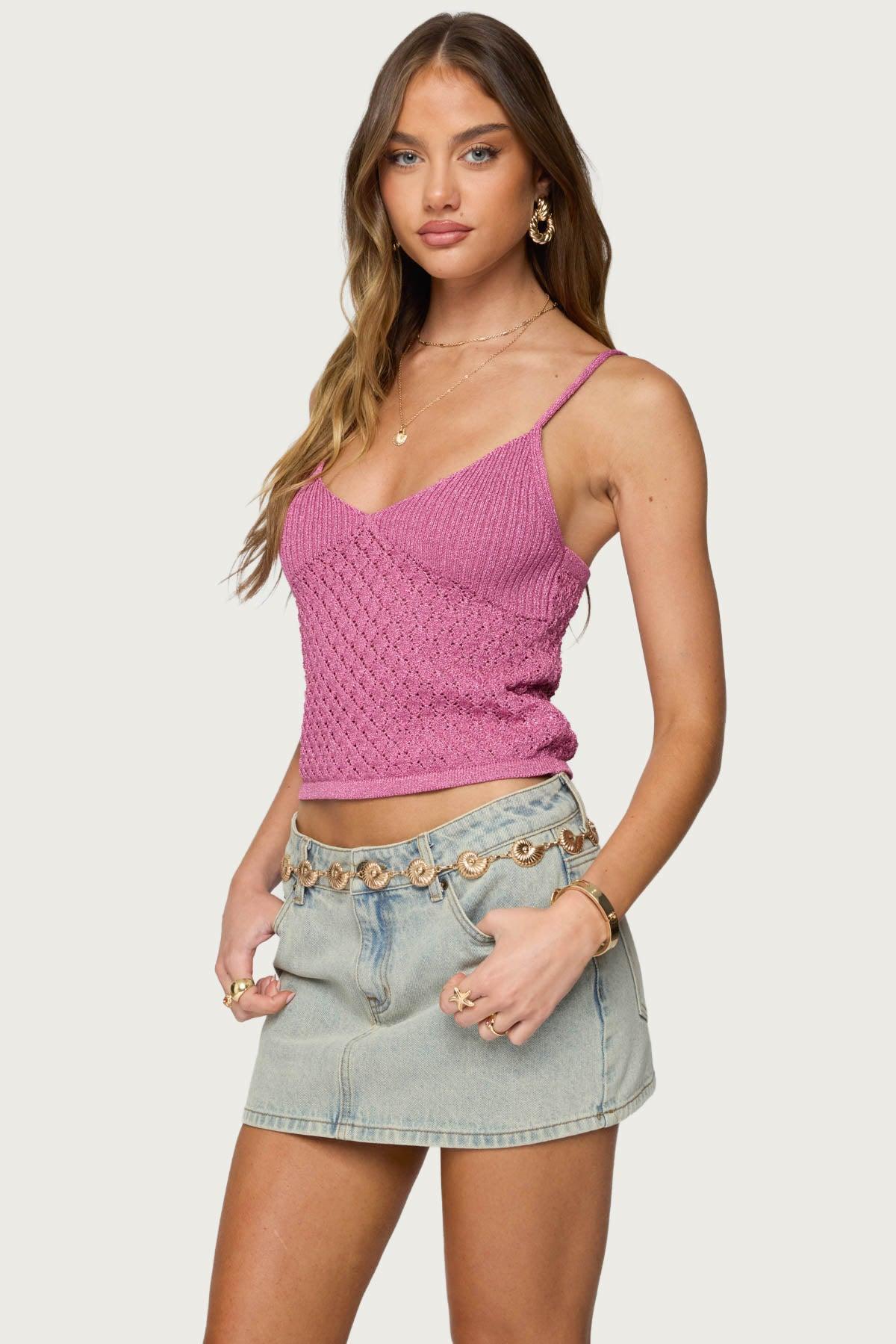 Frankey Sparkly Textured Knit Tank Top Product Image