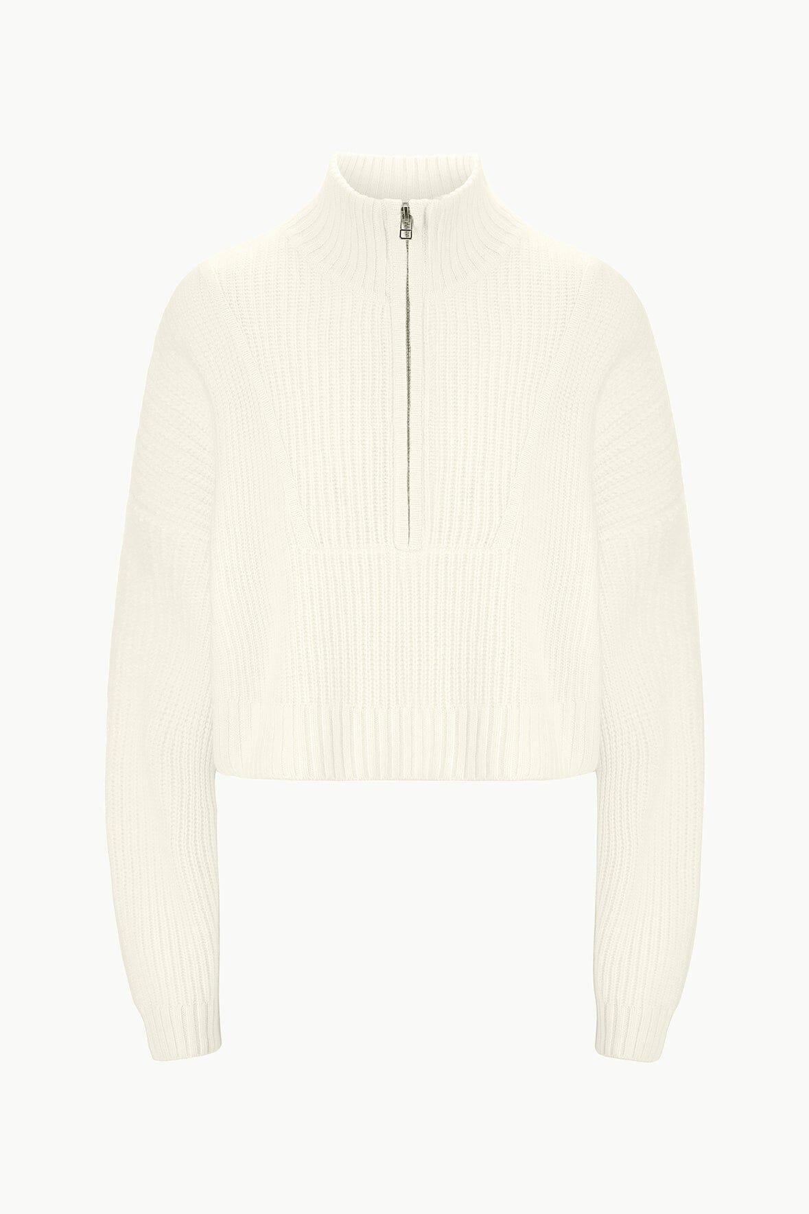 CASHMERE CROPPED HAMPTON SWEATER | IVORY Product Image