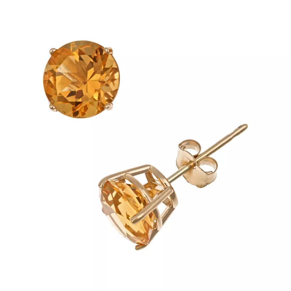 14k Gold Citrine Stud Earrings, Women's, Orange Product Image