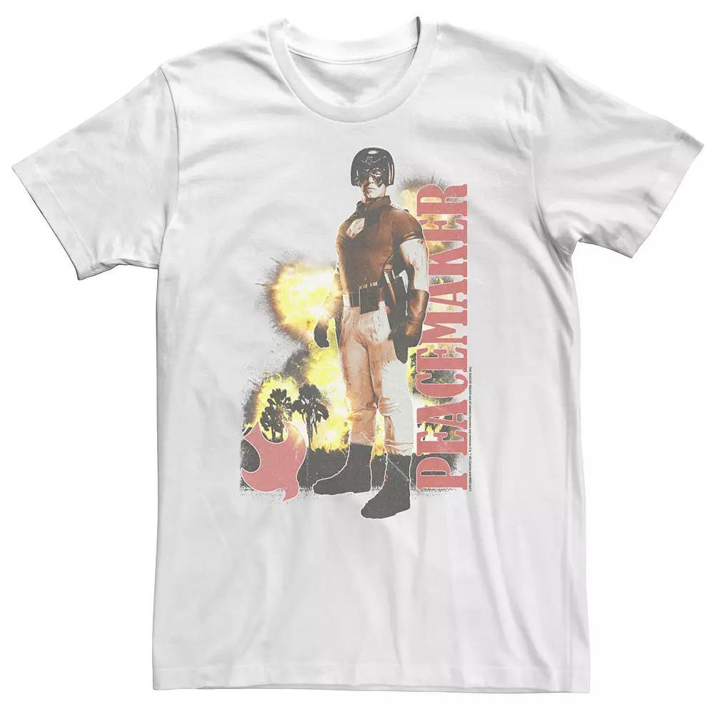 Big & Tall DC Comics The Suicide Squad Peacemaker Explosion Logo Tee, Men's, Size: 3XL Tall, White Product Image