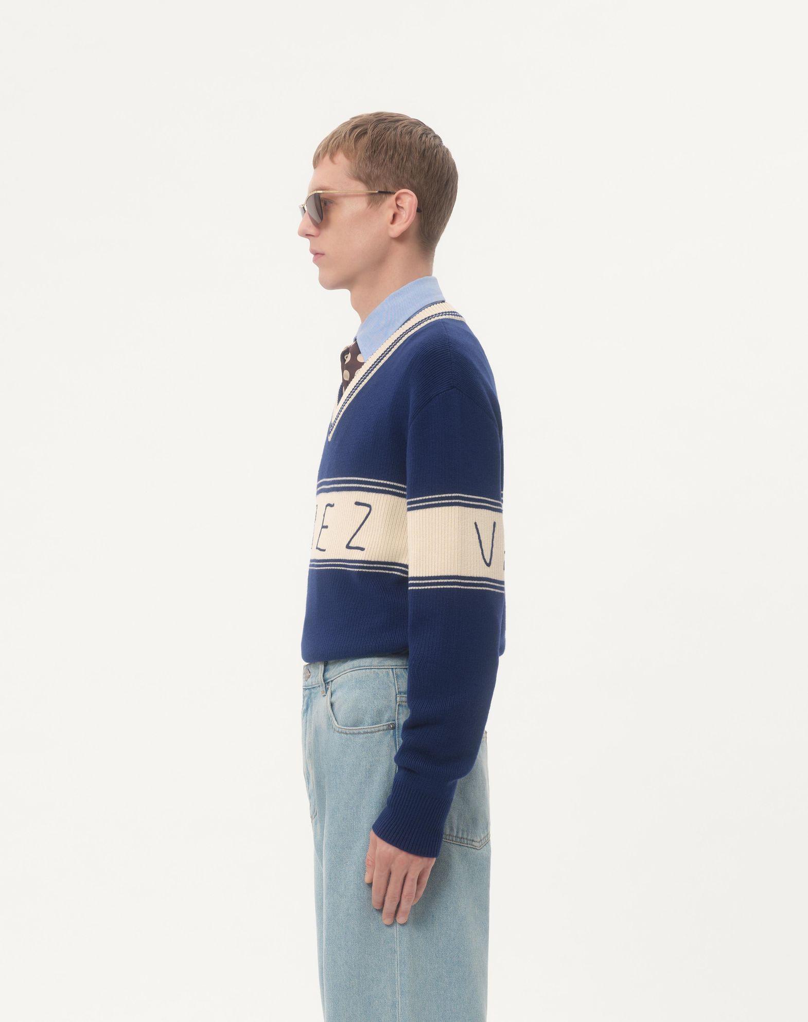 Wool And Cotton Jumper With Chez Valentino Jacquard Pattern Product Image