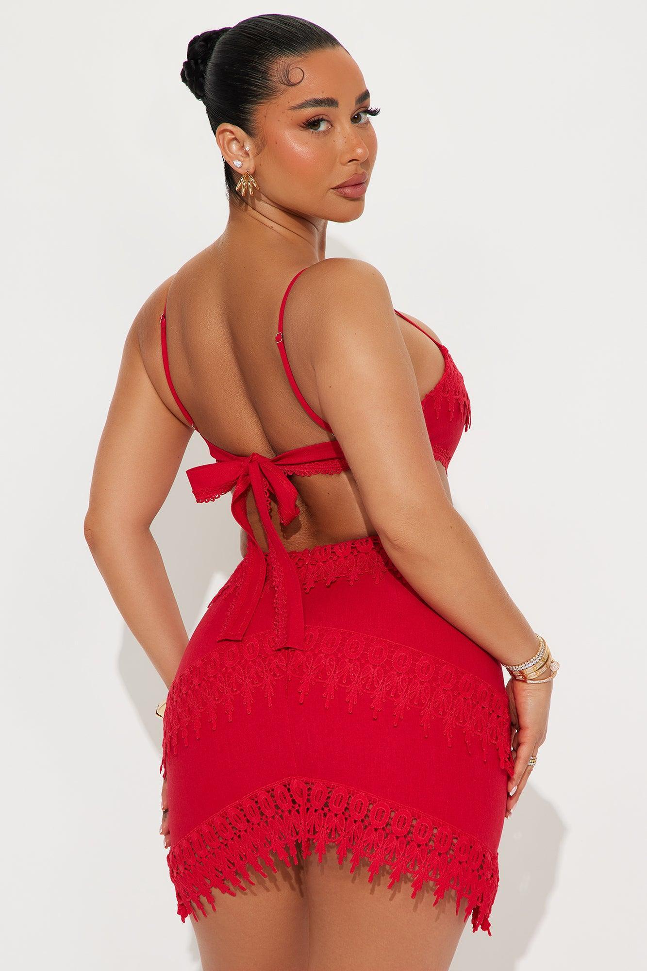 Pampered Petal Linen Mini Dress - Tomato Red Product Image
