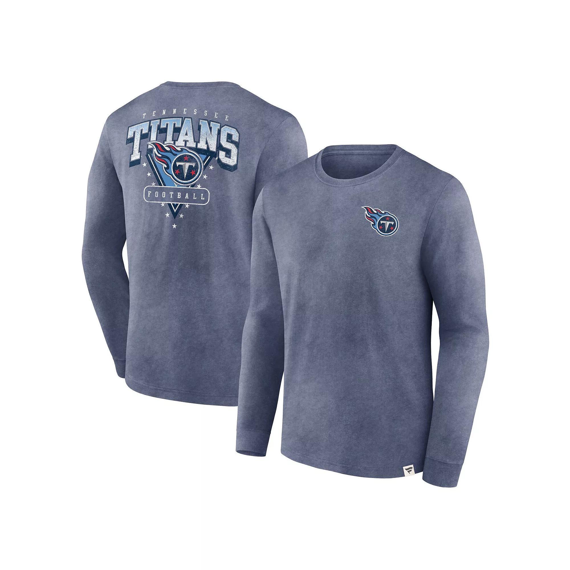 Men's Fanatics  Heather Navy Tennessee Titans Heritage Snow Wash Long Sleeve T-Shirt, Size: 2XL, Blue Product Image