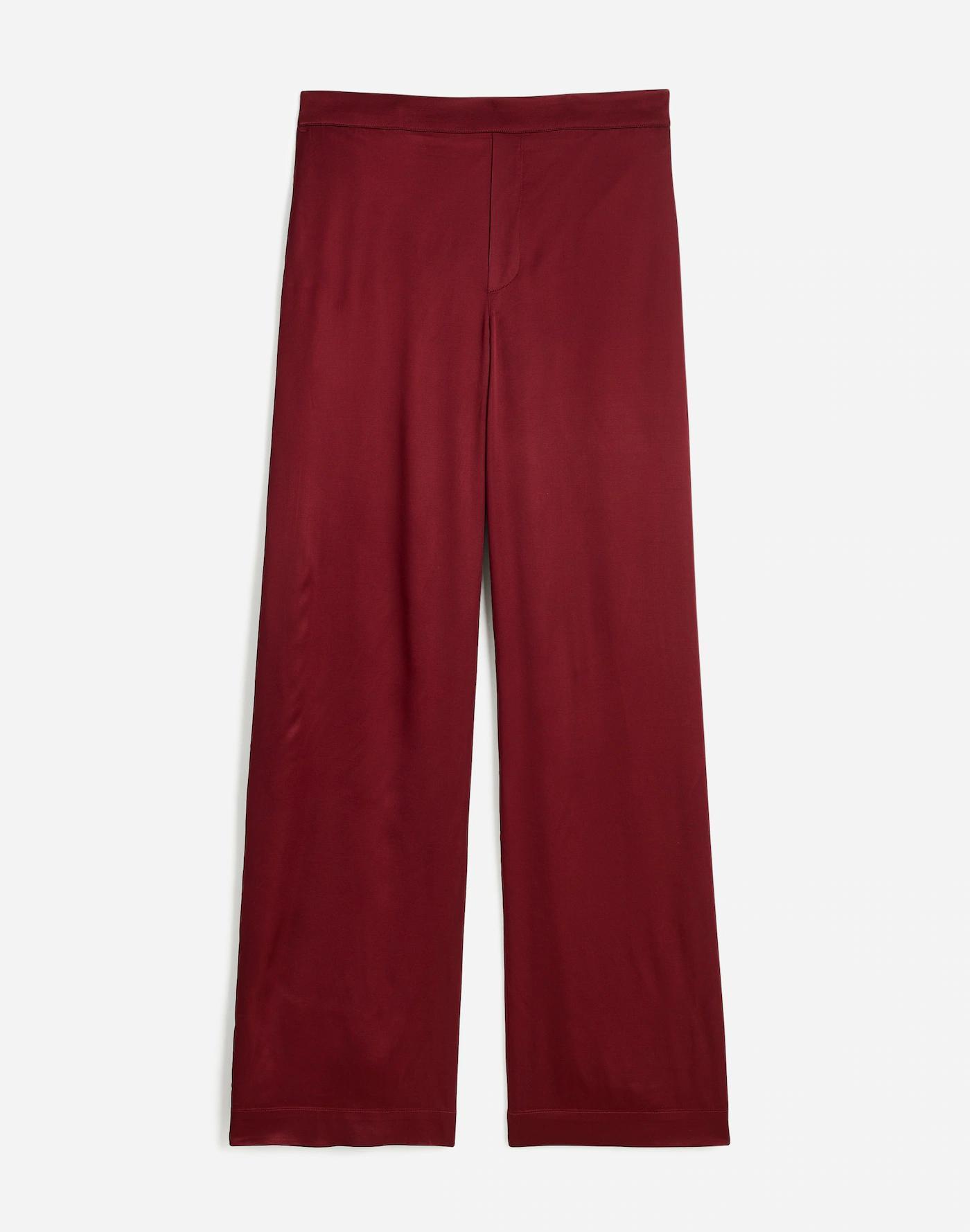 Pull-On Straight Pants in Stretch Satin Product Image