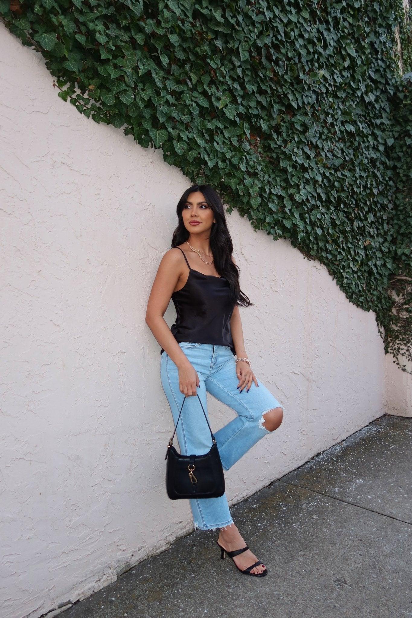 Muse By Magnolia Black Satin Cami Top - FINAL SALE Product Image