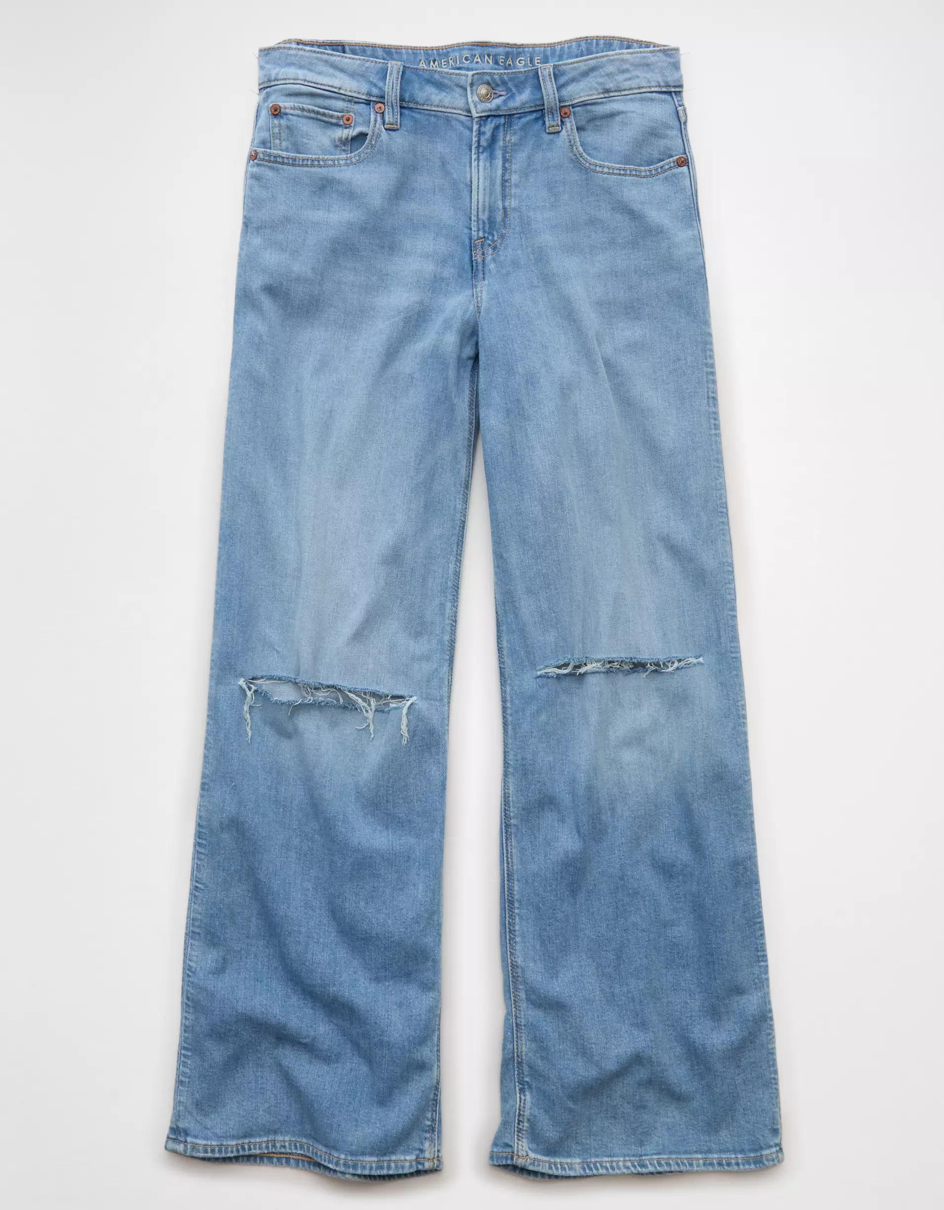AE Dreamy Drape Stretch Ripped Low-Rise Baggy Wide-Leg Jean Product Image