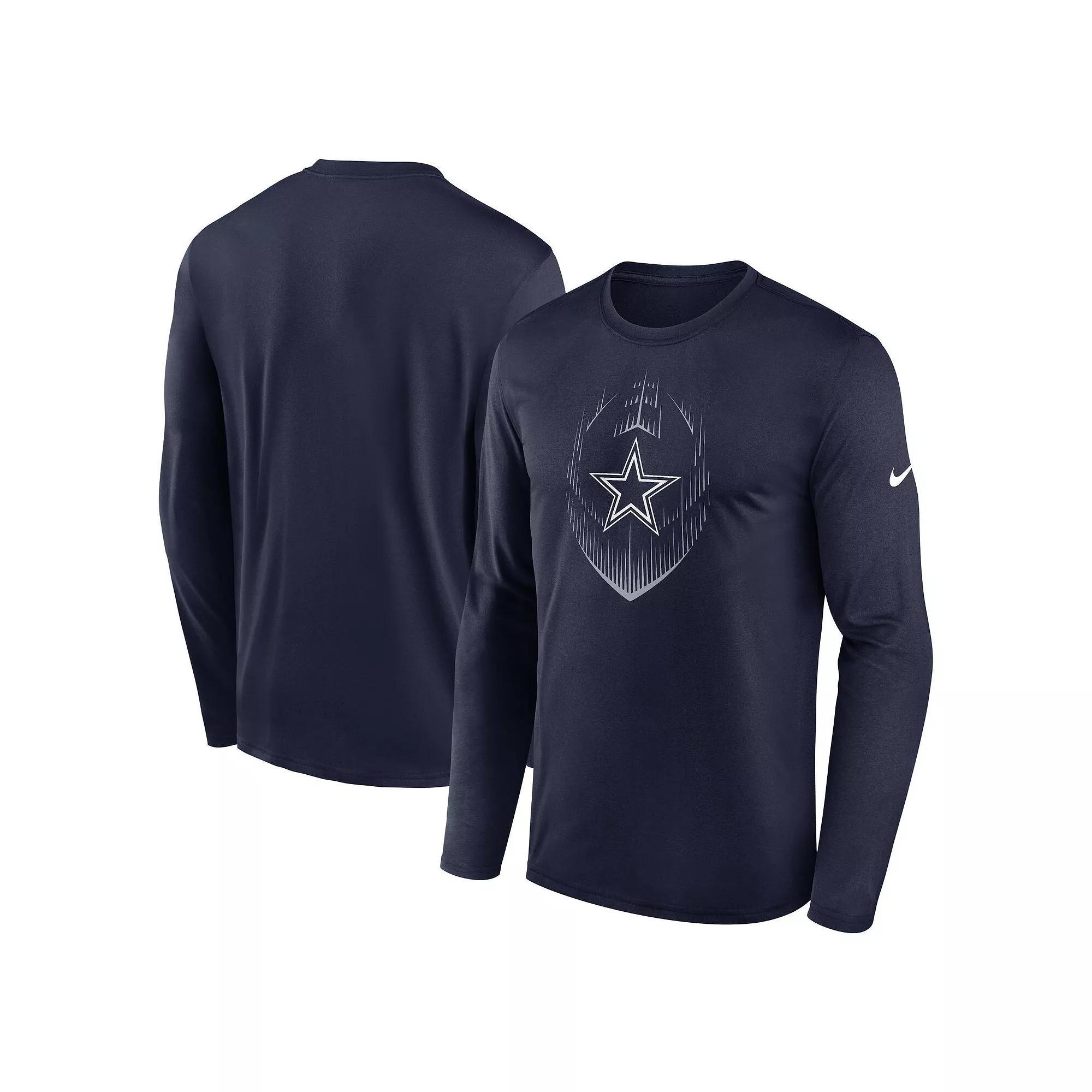 Men's Nike Navy Dallas Cowboys Icon Legend Performance Long Sleeve T-Shirt, Size: Medium, Blue Product Image