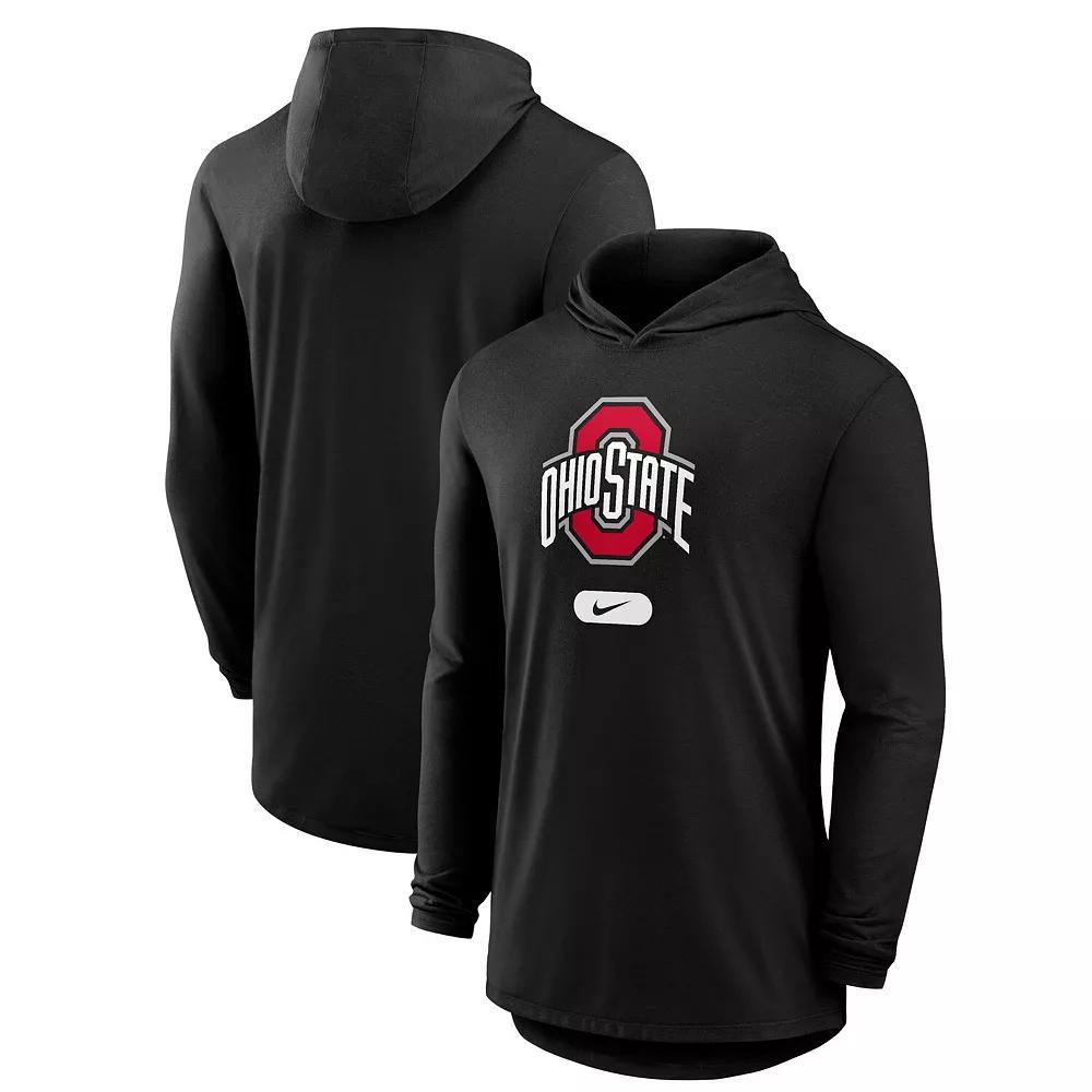 Men's Nike Black Ohio State Buckeyes Lightweight Performance Long Sleeve Hoodie T-Shirt, Size: Large Product Image
