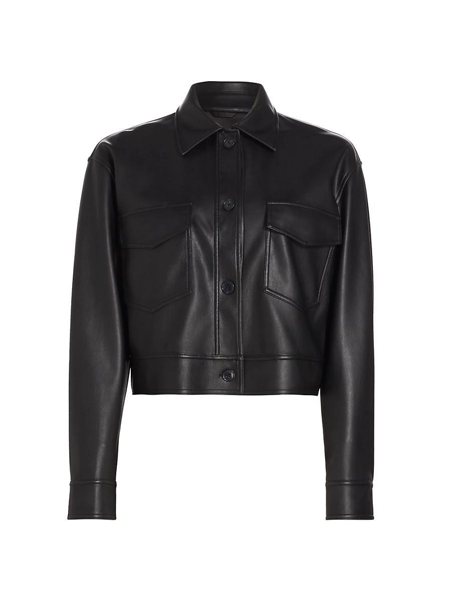 Womens Faux Leather Crop Cargo Jacket Product Image