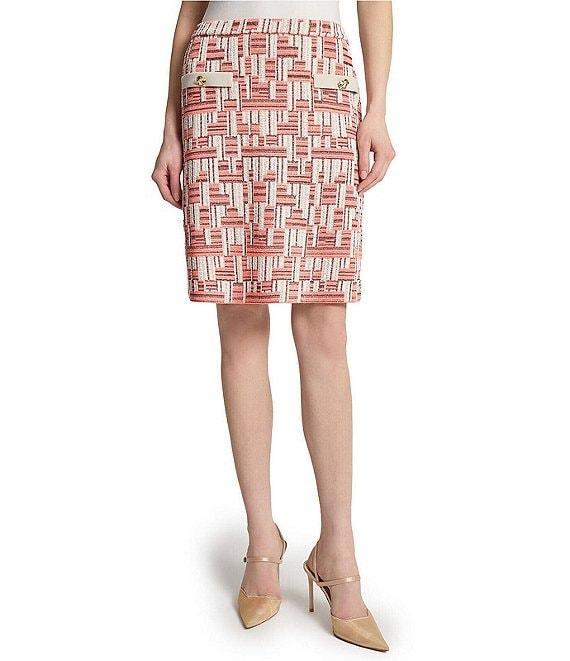 Ming Wang Geometric Knit A-Line Skirt Product Image