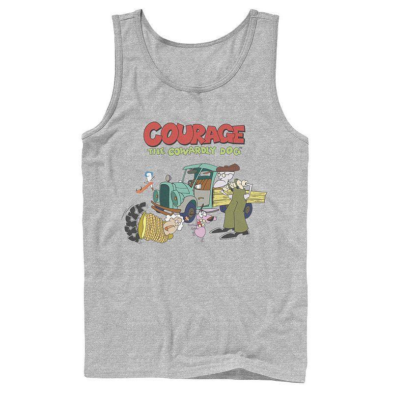 Men's Courage The Cowardly Dog Scene Logo Tank Top, Size: Large, Athletic Grey Product Image