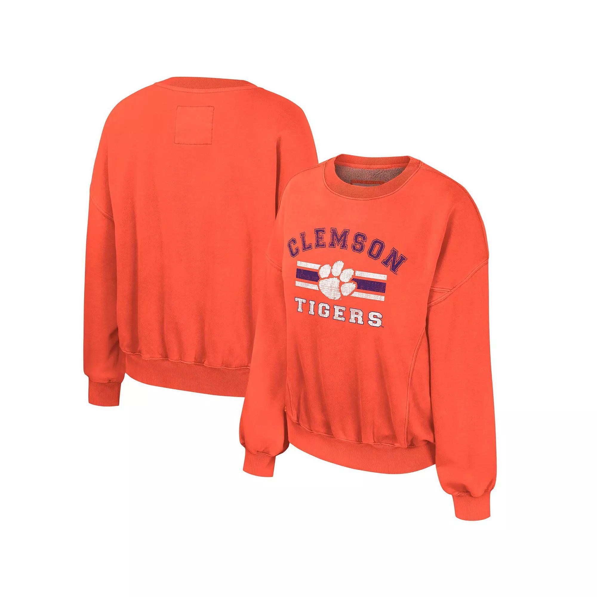 Women's Colosseum Orange Clemson Tigers Audrey Washed Pullover Sweatshirt, Size: XL Product Image