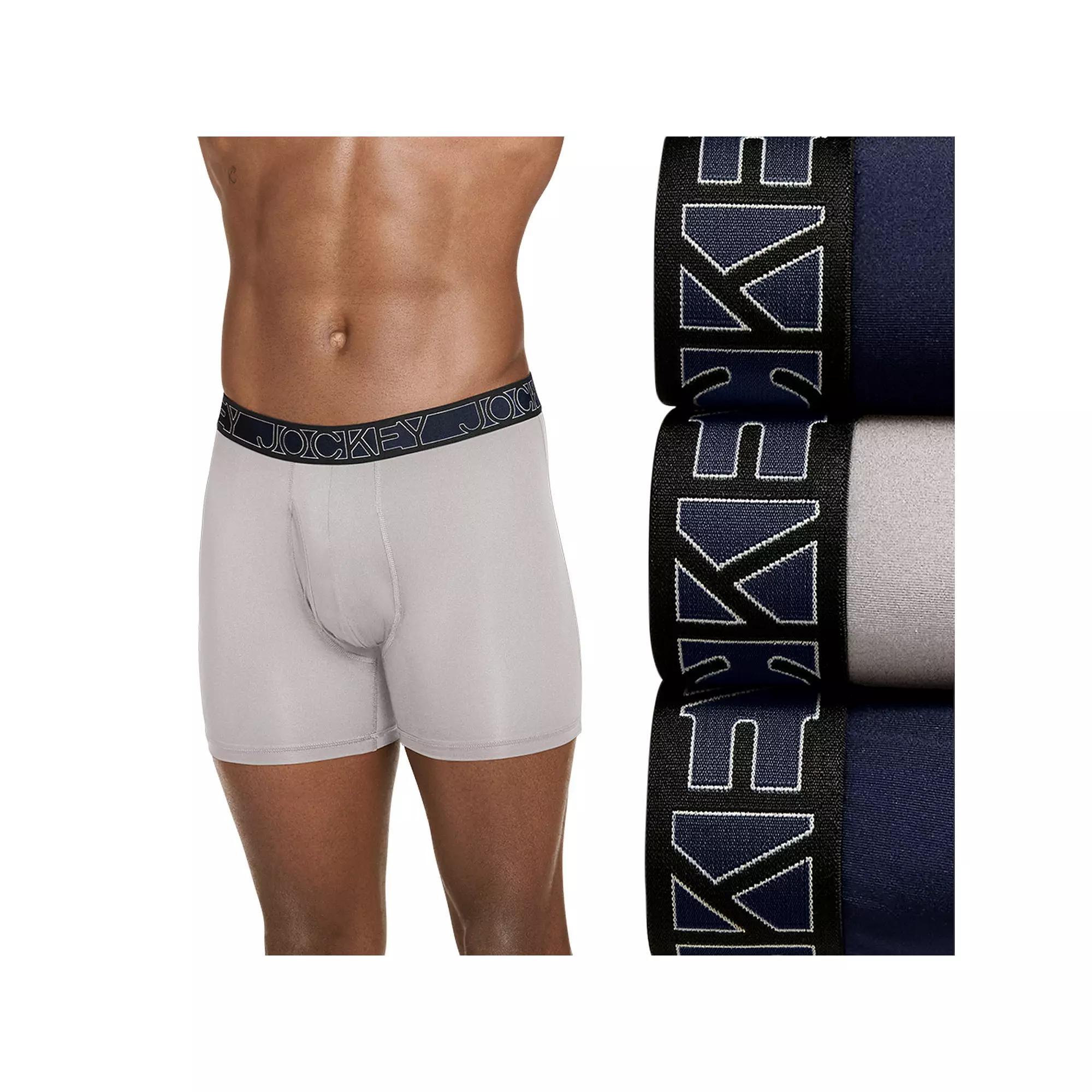 Men's Jockey 3-Pack Active Microfiber 9" Long Leg Boxer Briefs, Size: Medium, Black Product Image