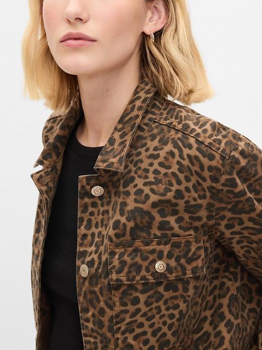 Leopard Denim Chore Jacket Product Image