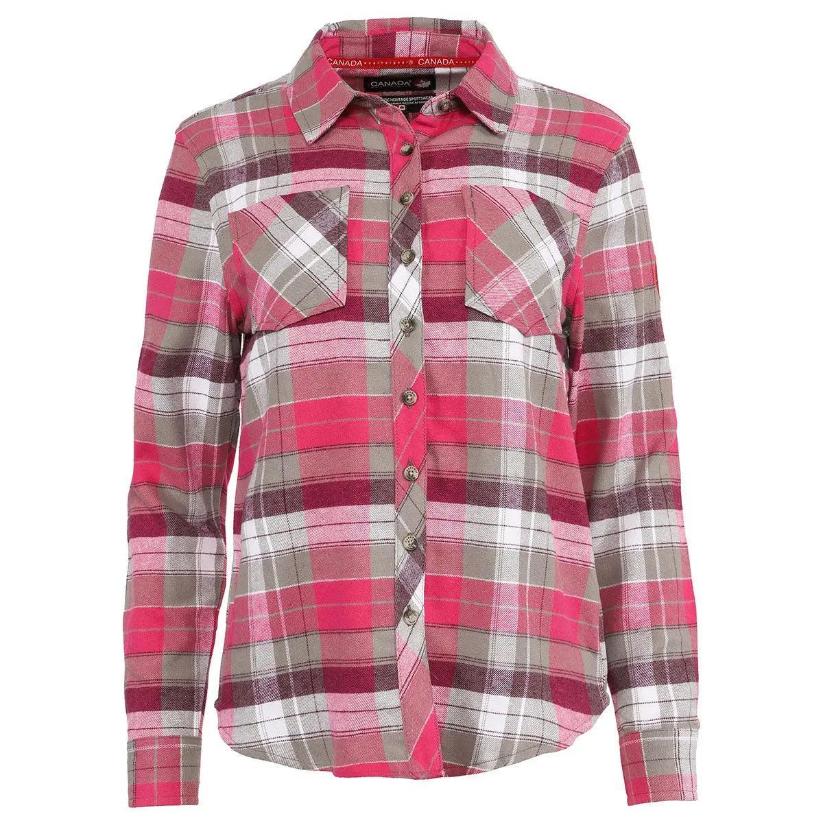 Canada Weather Gear Women's 2 Pocket Plaid Button Up Long Sleeve Shirt Product Image