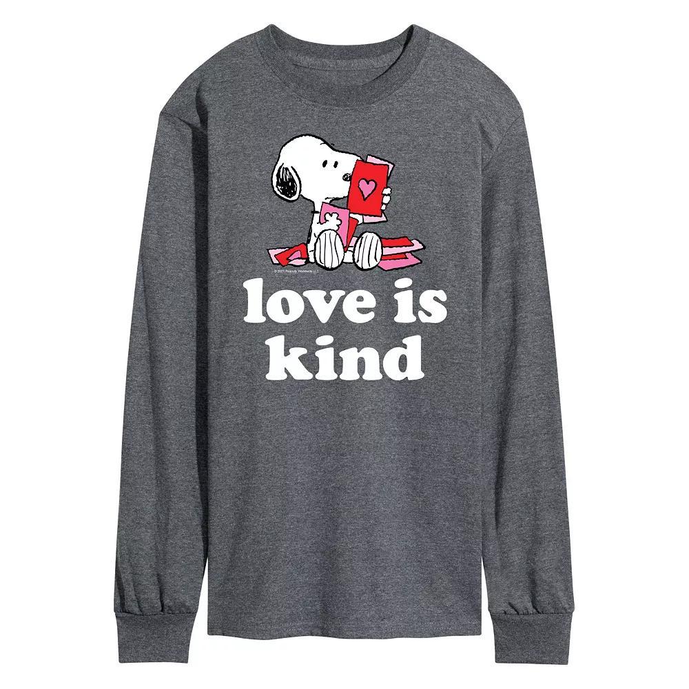 Mens Peanuts Love Is Kind Long Sleeve Tee Grey Product Image