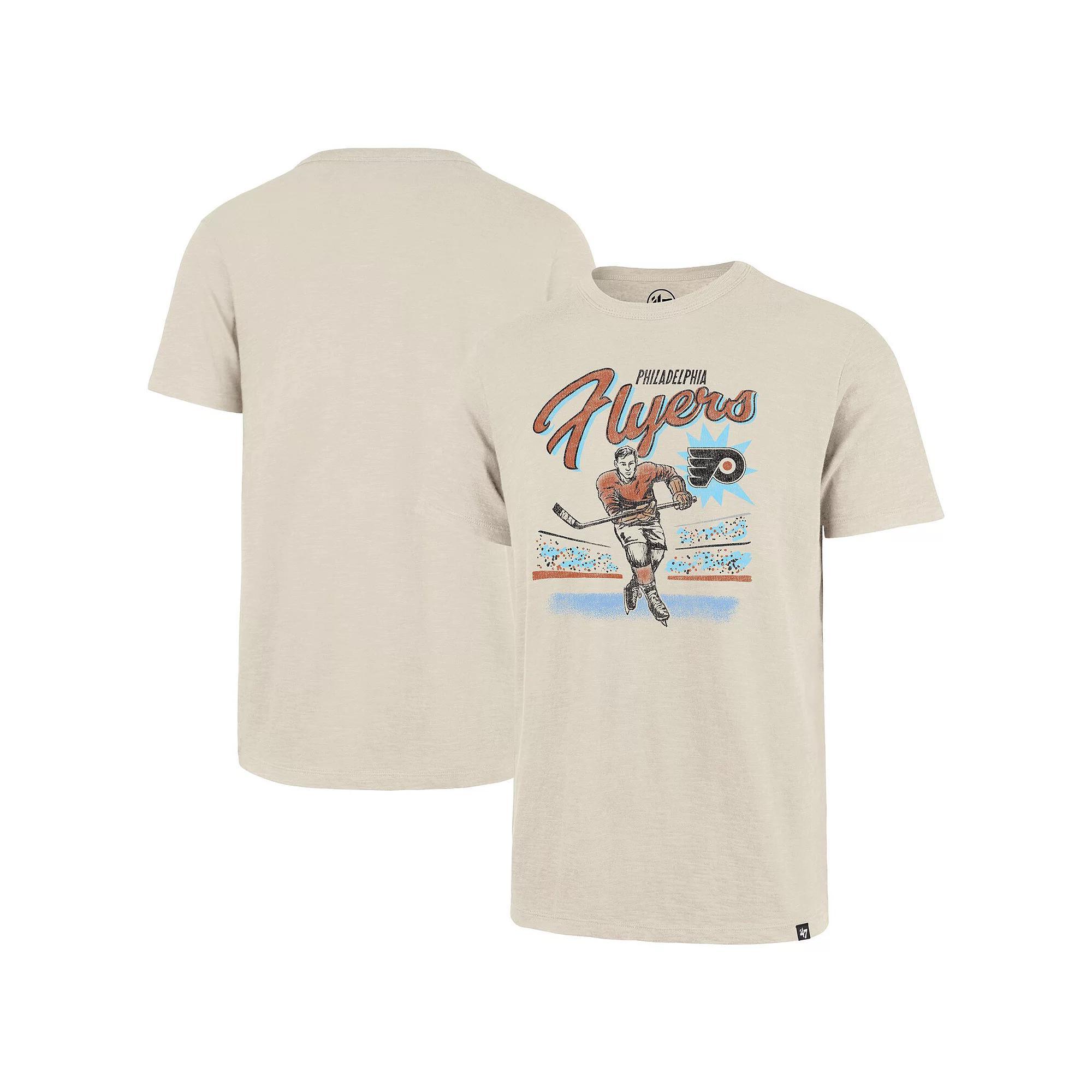 Men's '47  Natural Philadelphia Flyers Hockey Player Golden Age Scrum T-Shirt, Size: 3XL, Fly Beige Product Image