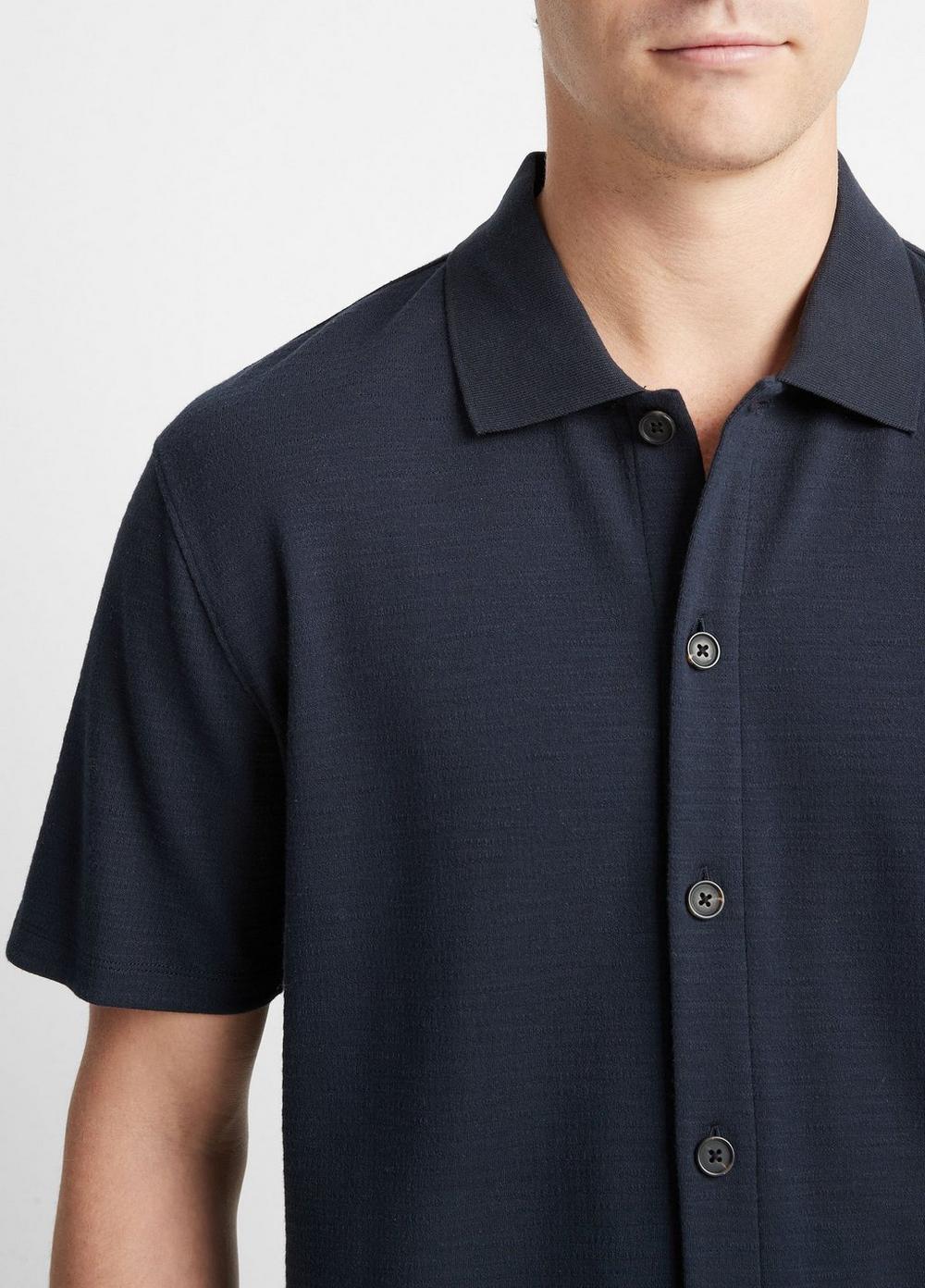 Mens Variegated Jacquard Short-Sleeve Button-Front Shirt, Hillside Blue, Size XXL Vince Product Image