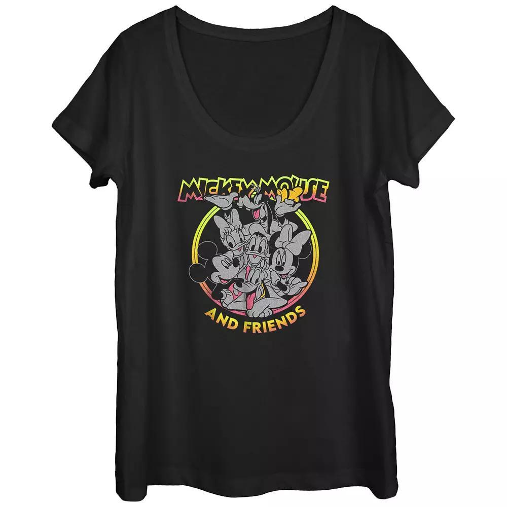 Disney's Mickey Mouse Bright Pals Scoop Neck Juniors' Graphic Tee, Women's, Size: Medium, Black Product Image