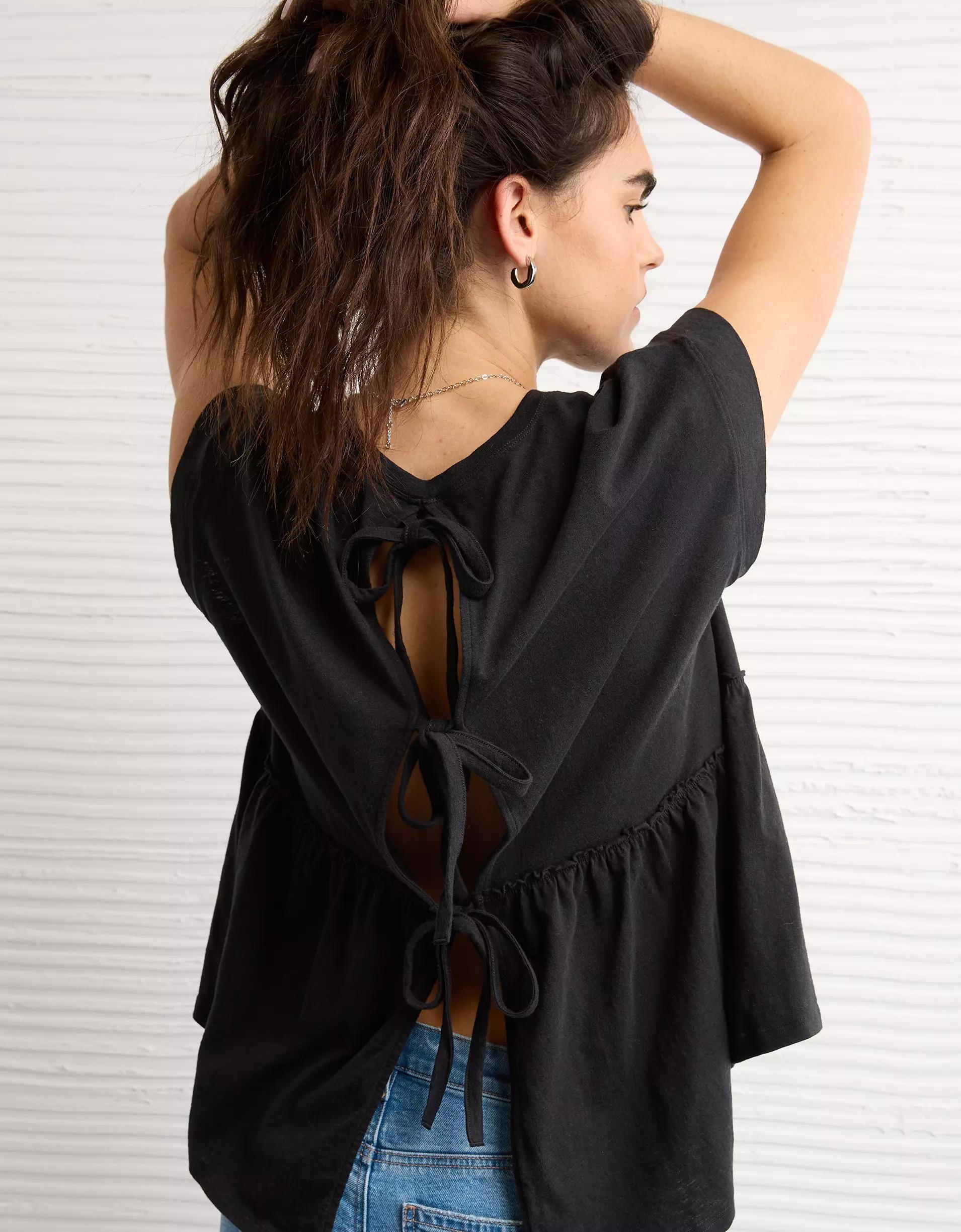 AE Sunchaser Knit Tie Back Babydoll T-Shirt Product Image