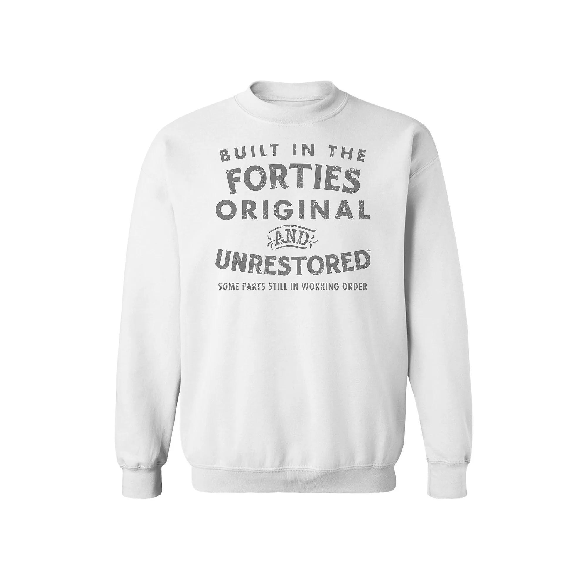 Men's Original & Unrestored Built in The Forties Fleece Graphic Sweatshirt, Size: XL, White Product Image