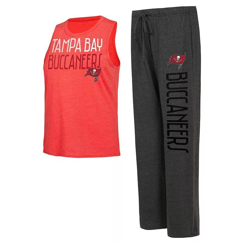 Women's Concepts Sport Black/Red Tampa Bay Buccaneers Muscle Tank Top & Pants Lounge Set, Size: Medium Product Image