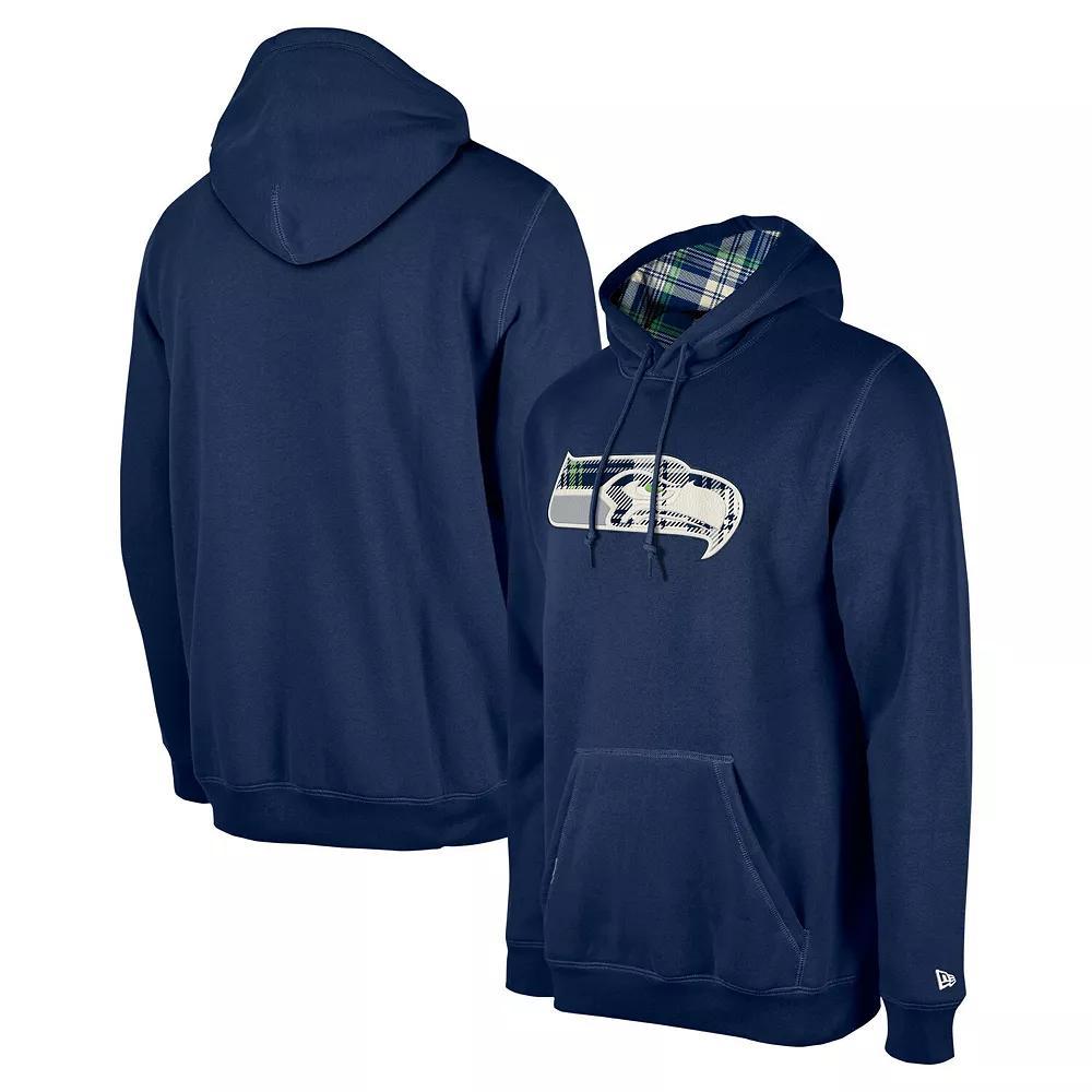 Men's New Era College Navy Seattle Seahawks 3rd Down Plaid Pullover Hoodie, Size: Medium, Team Product Image