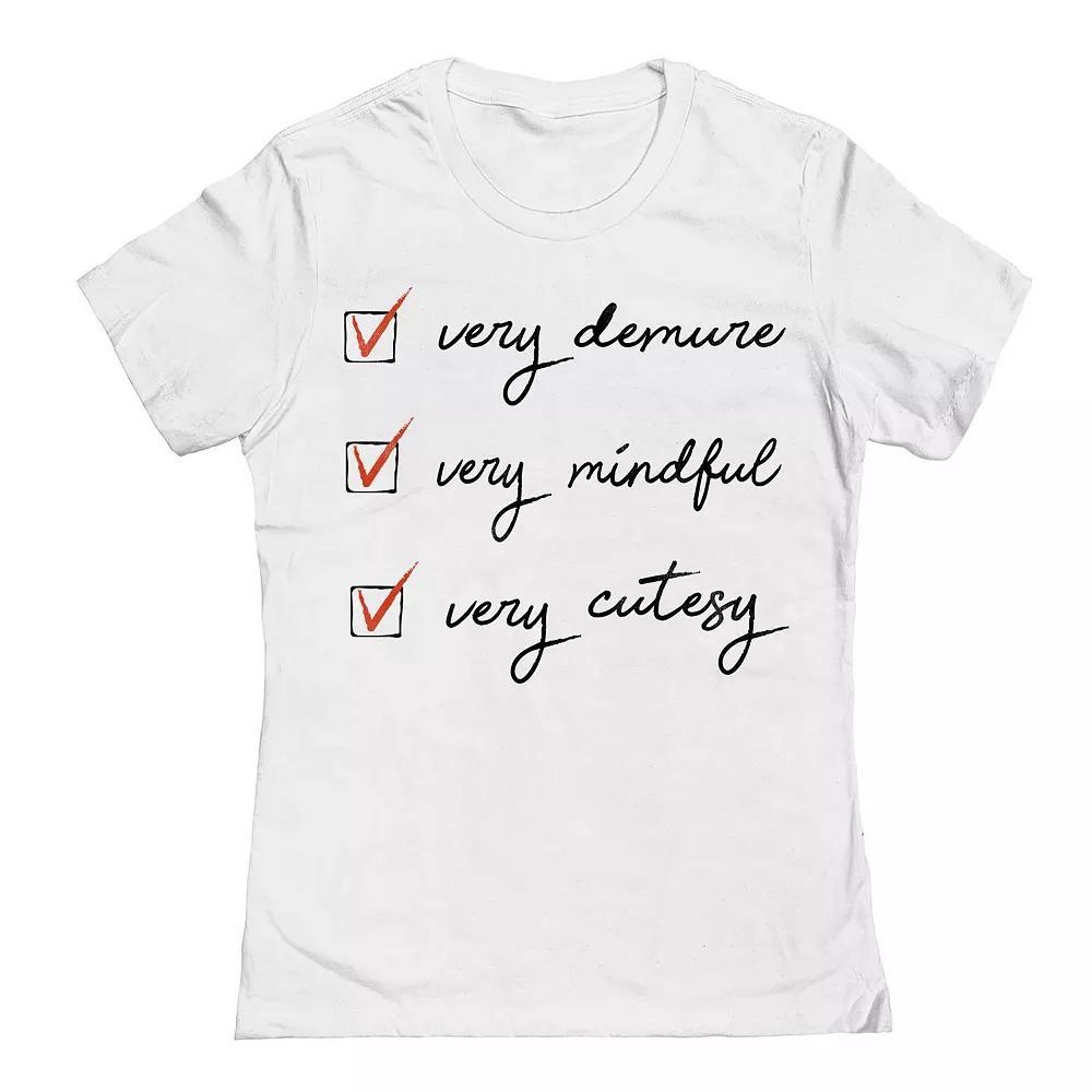 Junior's Grayson Threads The Label Very Demure Checklist Graphic Tee, Girl's, Size: XXL, White Product Image