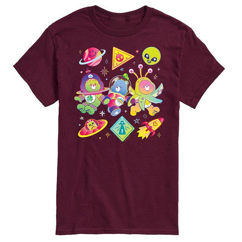 Mens Care Bears Space Grid Graphic Tee Blue Product Image