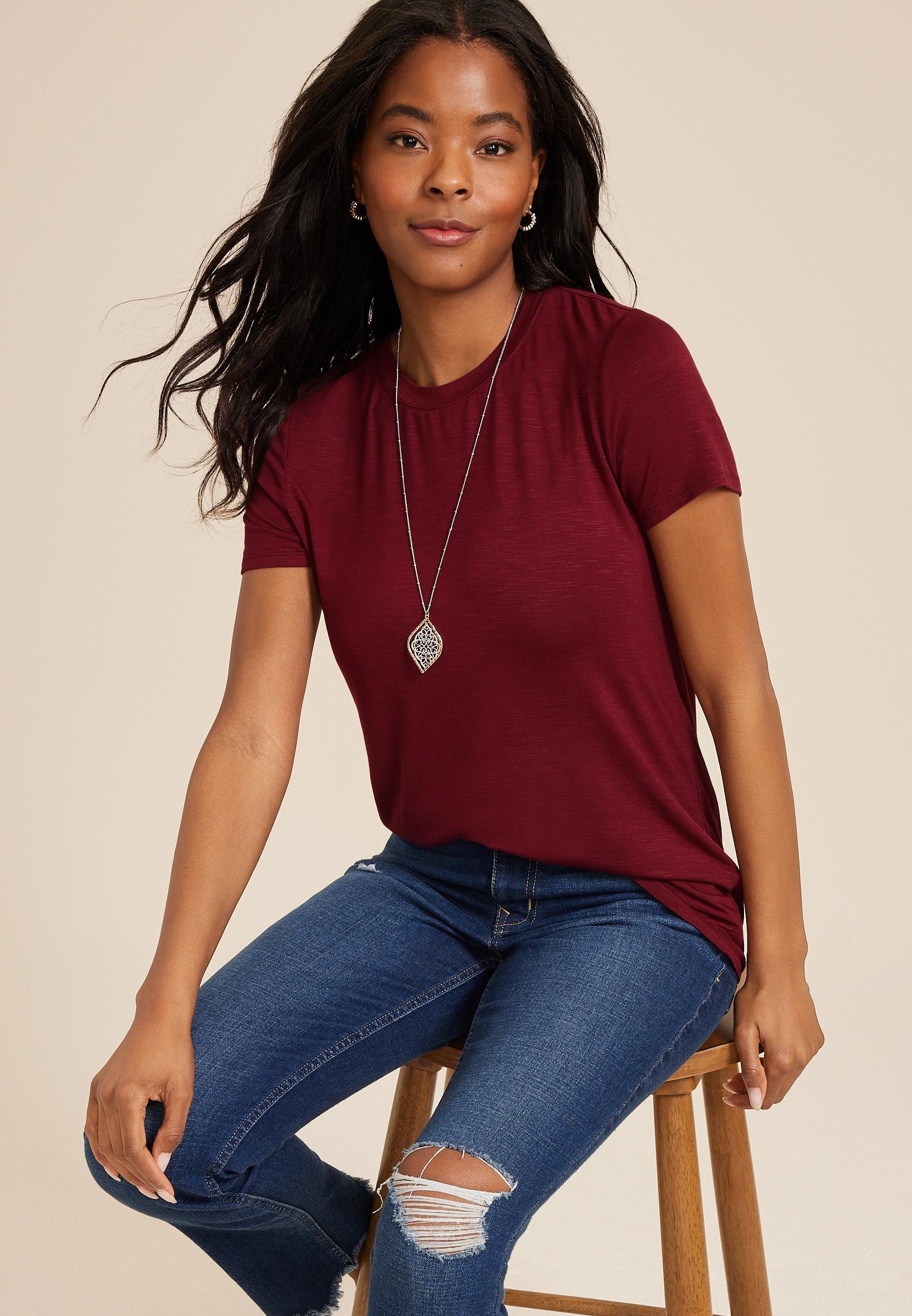 Maurices Womens X Small Size 24/7 Kennedy Crew Neck Tee Purple Product Image