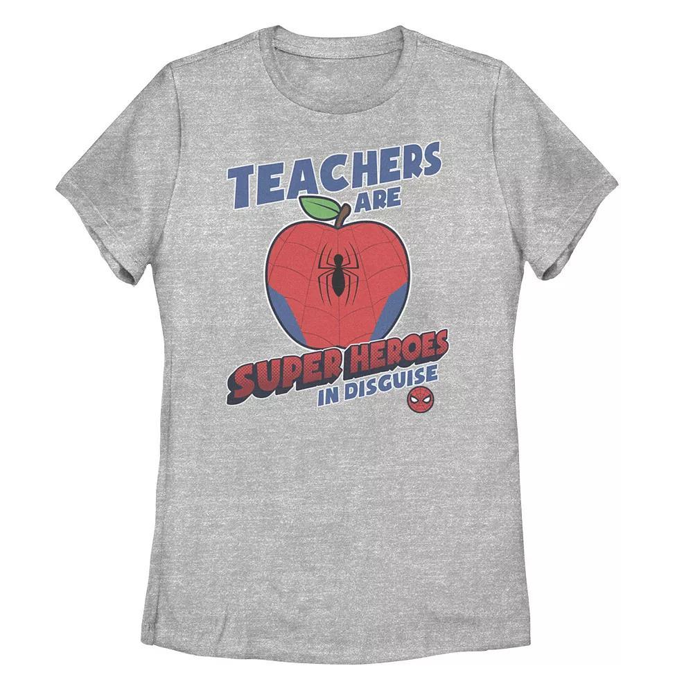 Juniors' Marvel "Teachers Are Super Heroes In Disguise" Spider-Man Tee, Girl's, Size: XXL, Athletic Grey Product Image