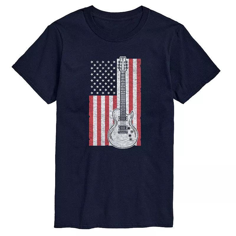 Big & Tall USA Flag Guitar Graphic Tee, Mens Blue Product Image