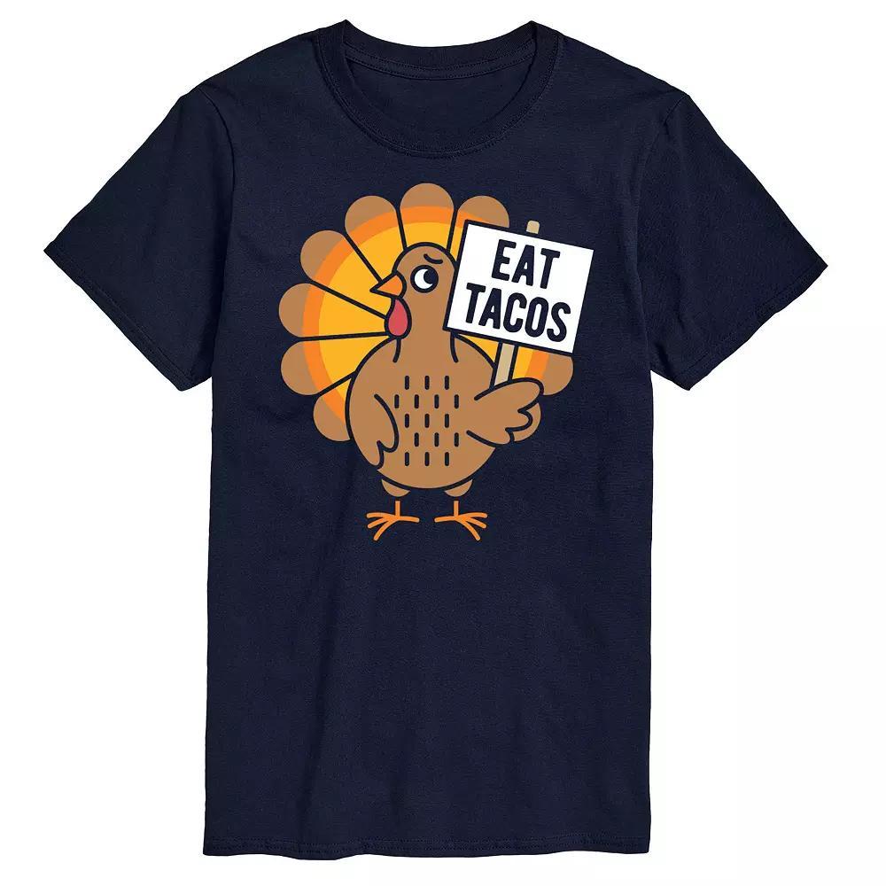 Men's Eat Tacos Turkey Graphic Tee, Size: XL, Blue Product Image