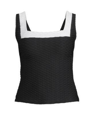 Lands End Womens Texture Square Neck Tankini Swimsuit Top - Electric blue Product Image