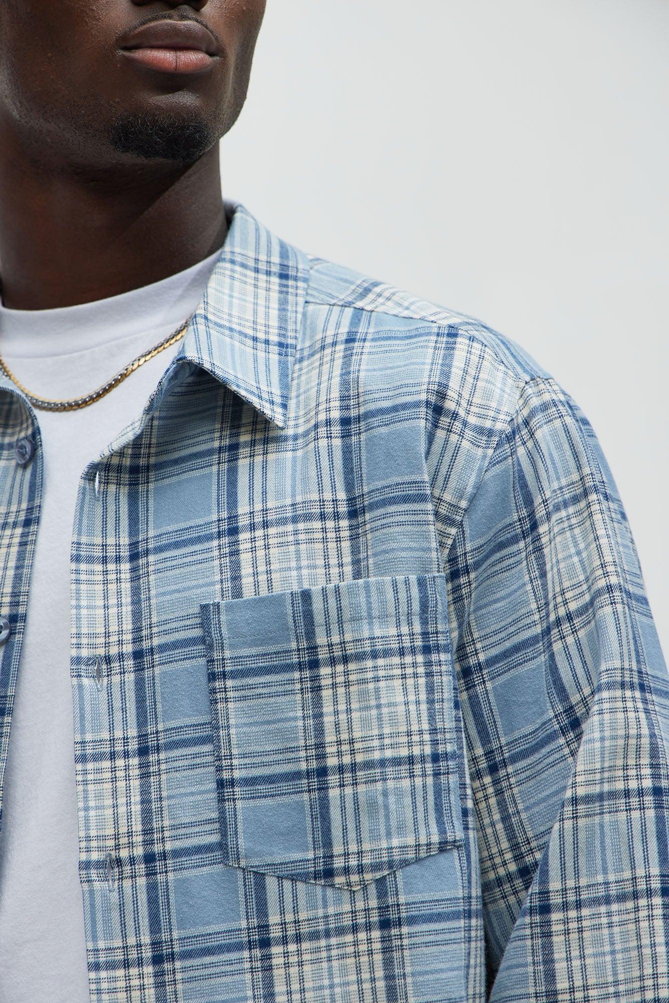Delano Cropped Plaid Shirt - Blue/combo Product Image