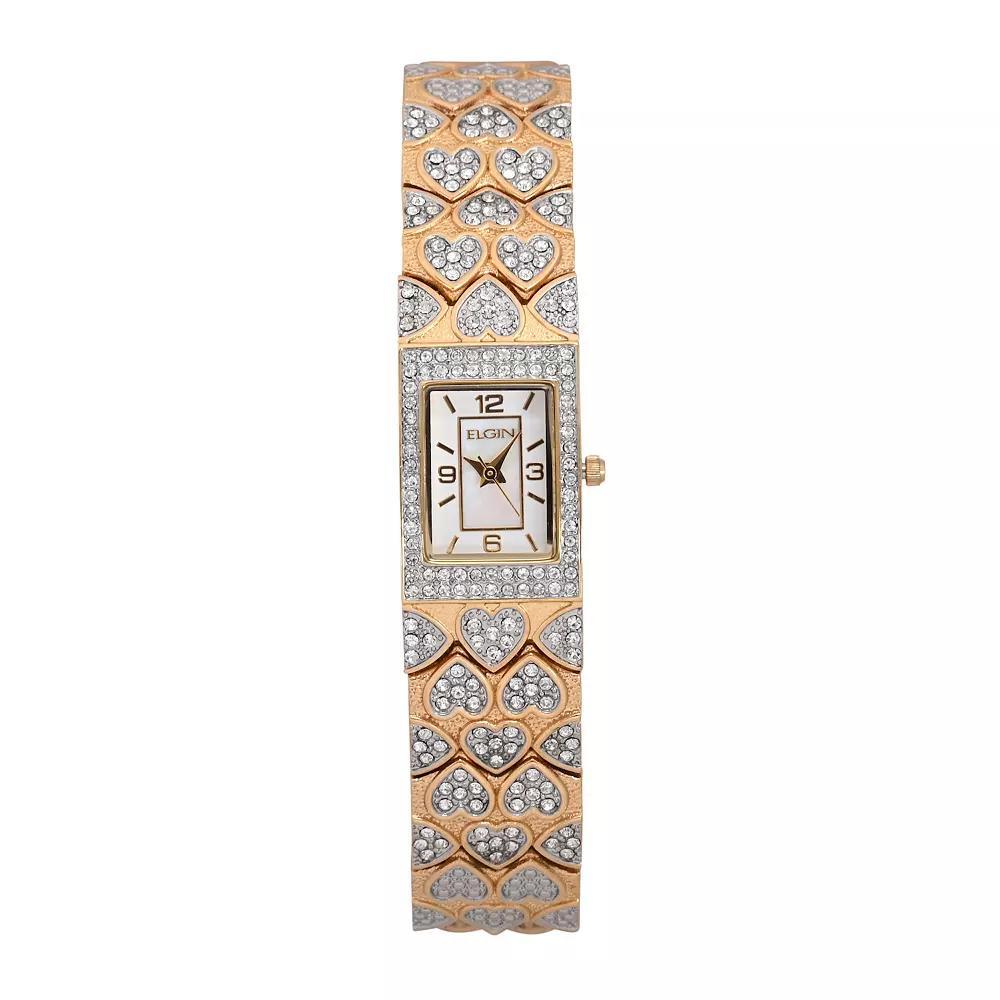 Elgin Women's Cubic Zirconia Heart Watch, Gold Tone Product Image