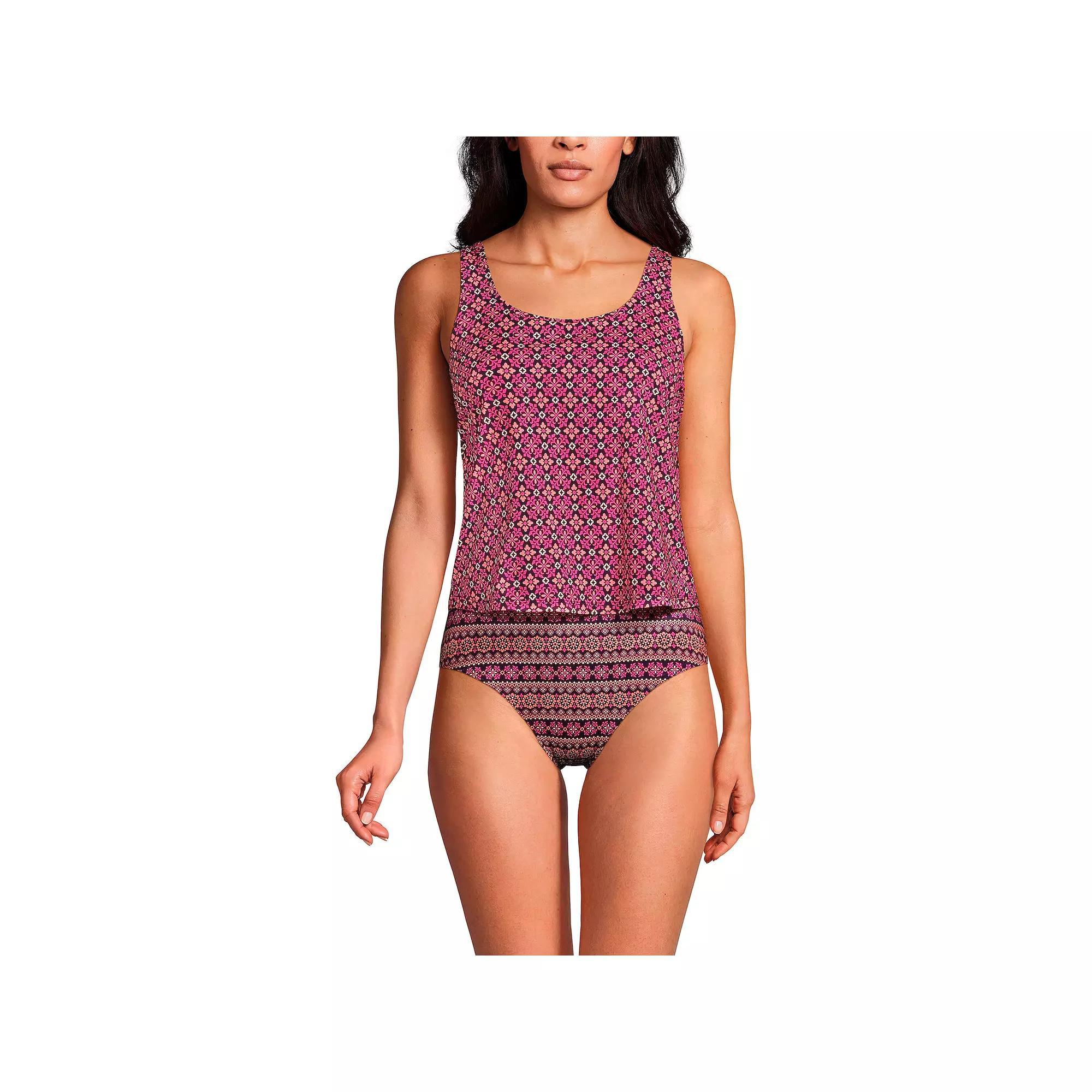 Womens Lands End Chlorine Resistant Scoop Neck One-Piece Fauxkini Swimsuit Product Image