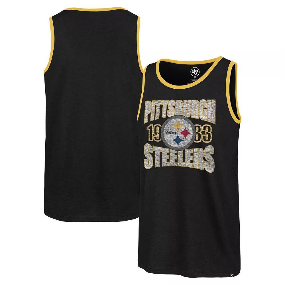 Men's '47 Black Pittsburgh Steelers Upload Franklin Tank Top, Size: Large Product Image