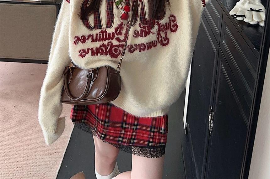 Drop Shoulder Crew Neck Lettering Oversized Sweater Product Image