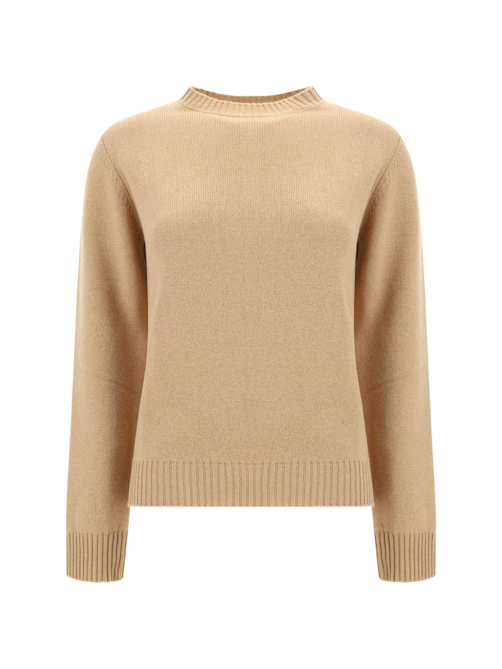 FABIANA FILIPPI Crew Neck Sweater With Openweave Detail In Cammello Product Image