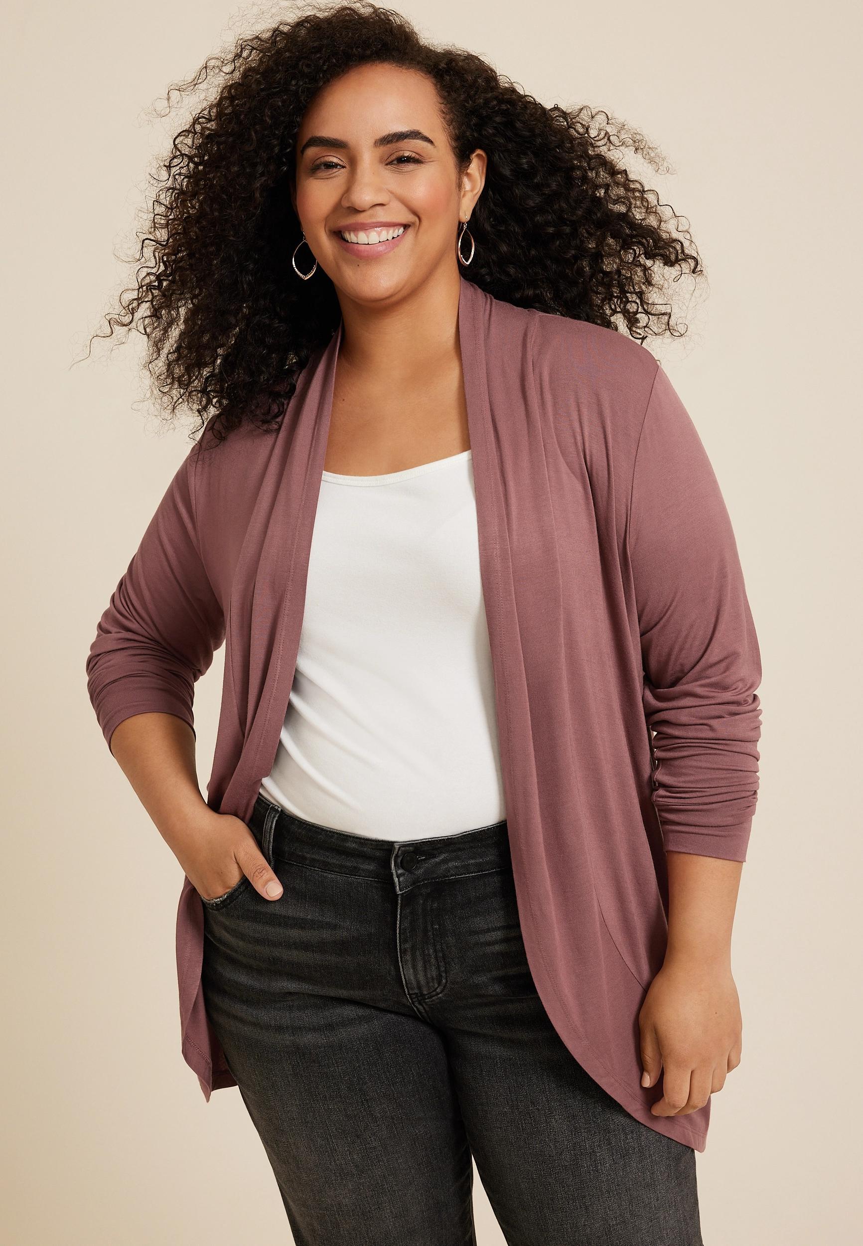Maurices Plus Size Womens Cressa Long Sleeve Cardigan Brown Size 0X Product Image