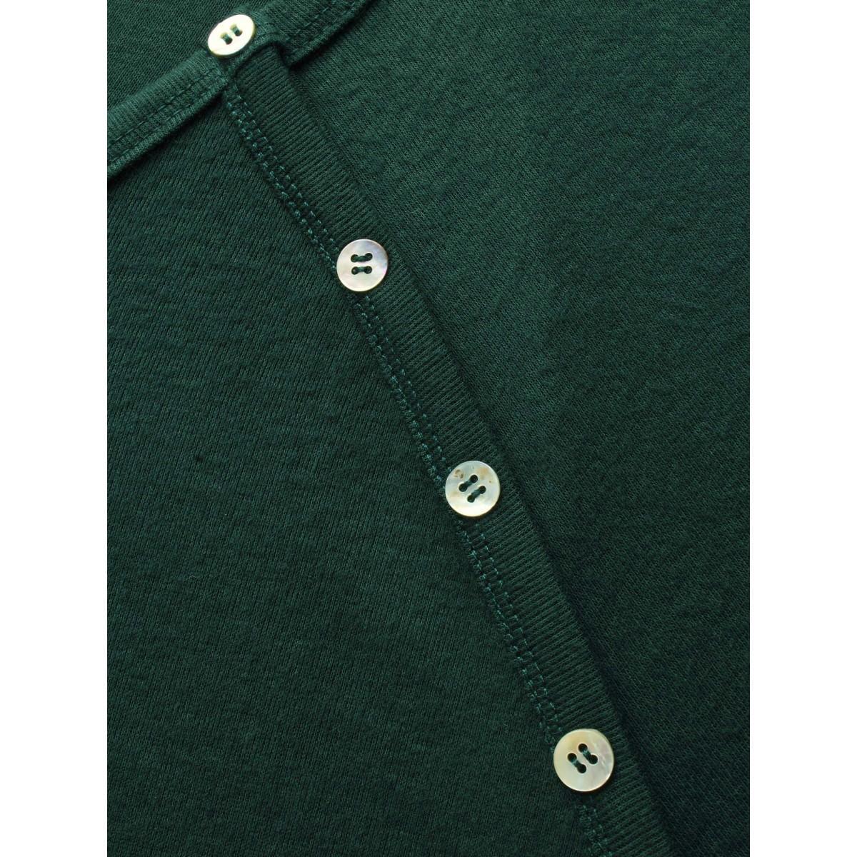 Plus Size Plain Gathered Button Detail T-shirt DarkGreen Women Casual Gathered Plain Round Neck Dailywear T-shirts BloomChic 10/M Product Image