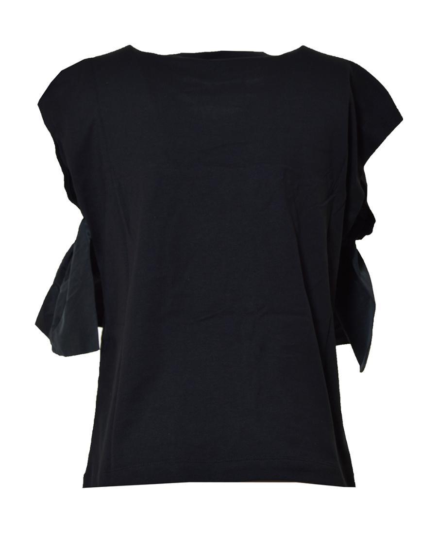 MSGM Ruffled-panel T-shirt In Black Product Image